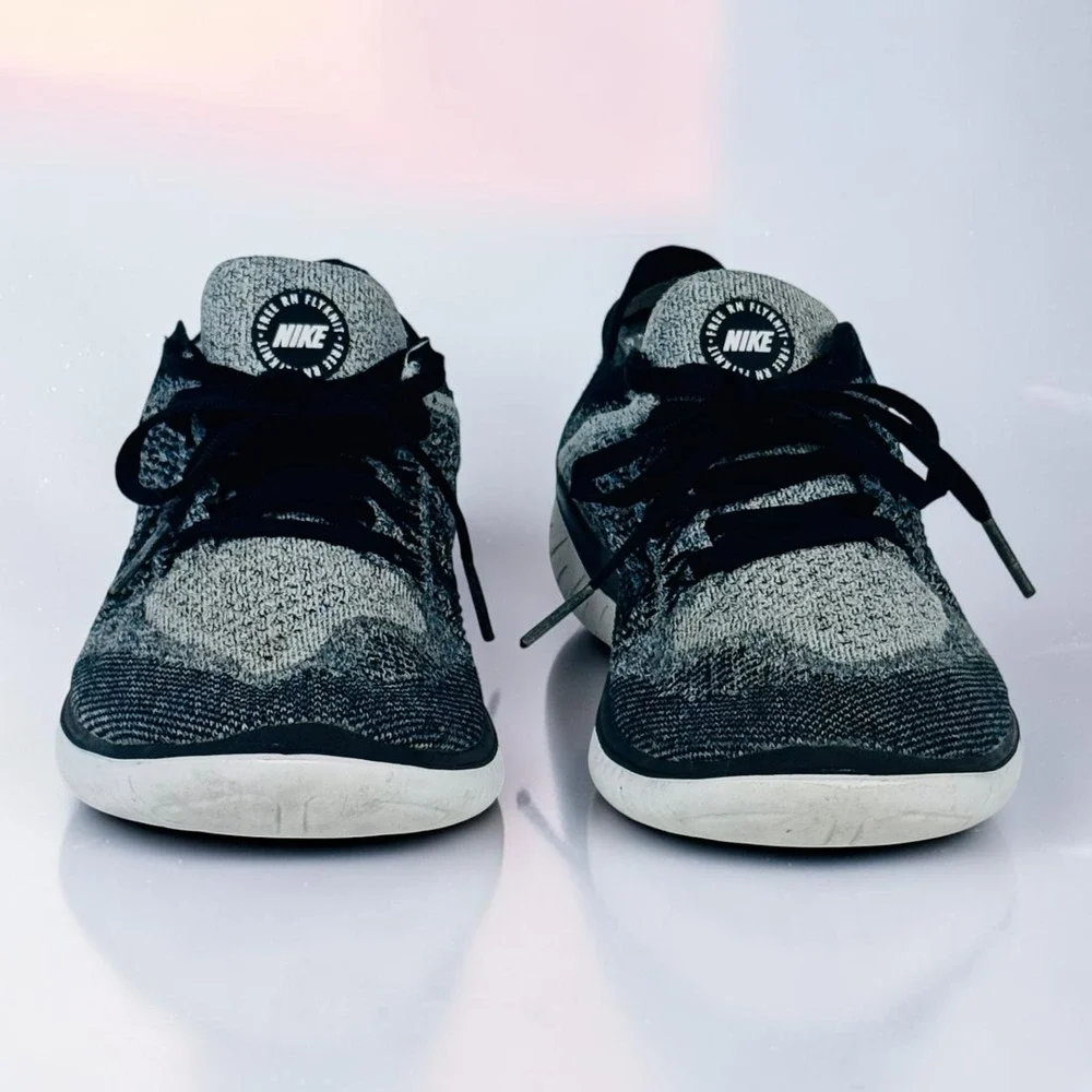 Nike Free RN Flyknit 2018 Oreo Women's Size 7 Black White Running Shoes